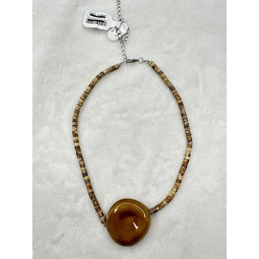NEW Free People The Florist Choker Bohemian Beach Layering Neutral Brown Ceramic